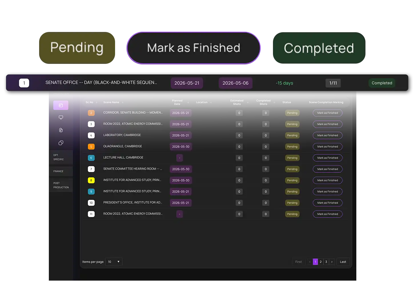 Shooting progress system overview